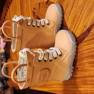 Western Chief girl toddler pink sz5 lace up rainboots
